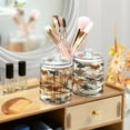 thumbnail image 5 of 4 Pack Bathroom Canisters Transparent Storage Jar for Cotton Ball, Swab, Floss Brown Leaves Pattern, 5 of 7