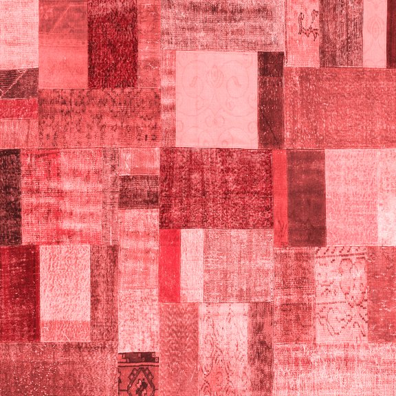 Ahgly Company Indoor Square Patchwork Red Transitional Area Rugs, 3' Square