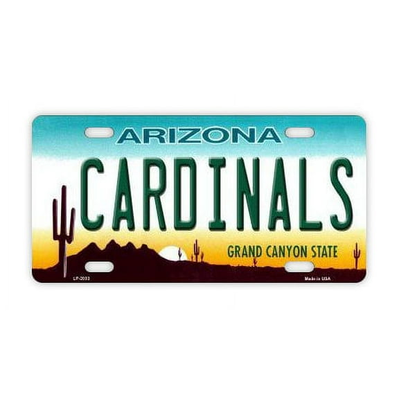 Metal Vanity License Plate Tag Cover - Phoenix Cardinals - Football Team - Official Arizona State Plate - 12" x 6" Standard Size