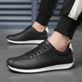 thumbnail image 6 of Men's White Retro Striped Leather Casual Sneakers, 6 of 6
