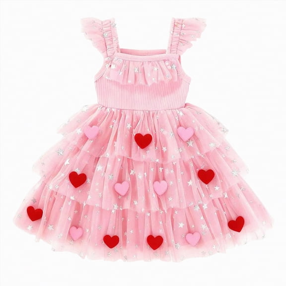 JUMEYU Baby Girl Wedding Guest Dress Flower Girls Princess Floral Boho Lace Embroidered Pageant Dresses for Kids Baby Party Wedding Puffy Gown 5T 6T (Pink,5-6 Years)