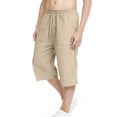 thumbnail image 3 of Gytharion Kids Capris for Boys Girls 4-15 Years, Summer Solid Elastic Waist Drawstring Cropped Pants Lightweight Casual Linen-Like Beach Capri Pants, 3 of 7