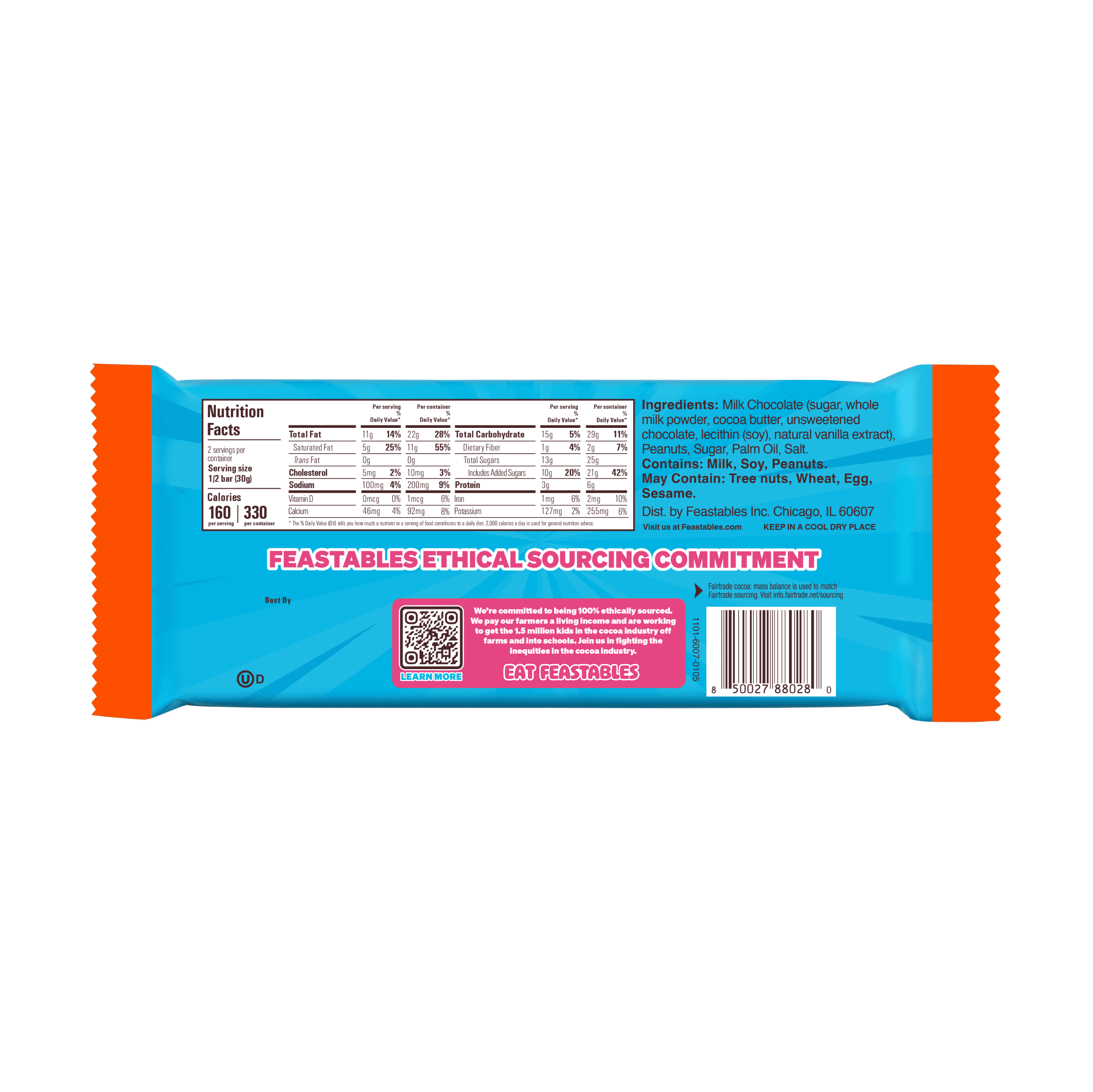 Feastables MrBeast Peanut Butter Milk Chocolate Bar, 2.1 oz (60g), 1 Count