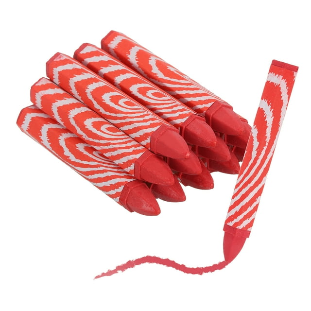 12Pcs Crayones de Marcado de Madera, 4.1" x 0.6" Bolígrafo de Marcador de Cera Hex para Dibujo en Madera Metal (Rojo)