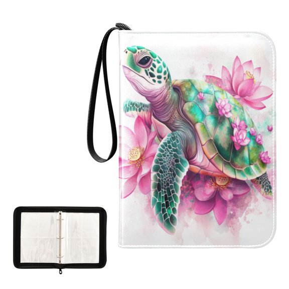 400 Pockets Trading Cards Album,Card Binder 4-Pocket, Cards Collector Album Holder Fits 400 cards with 50 removable sheets Cute Cartoon Sea Turtle