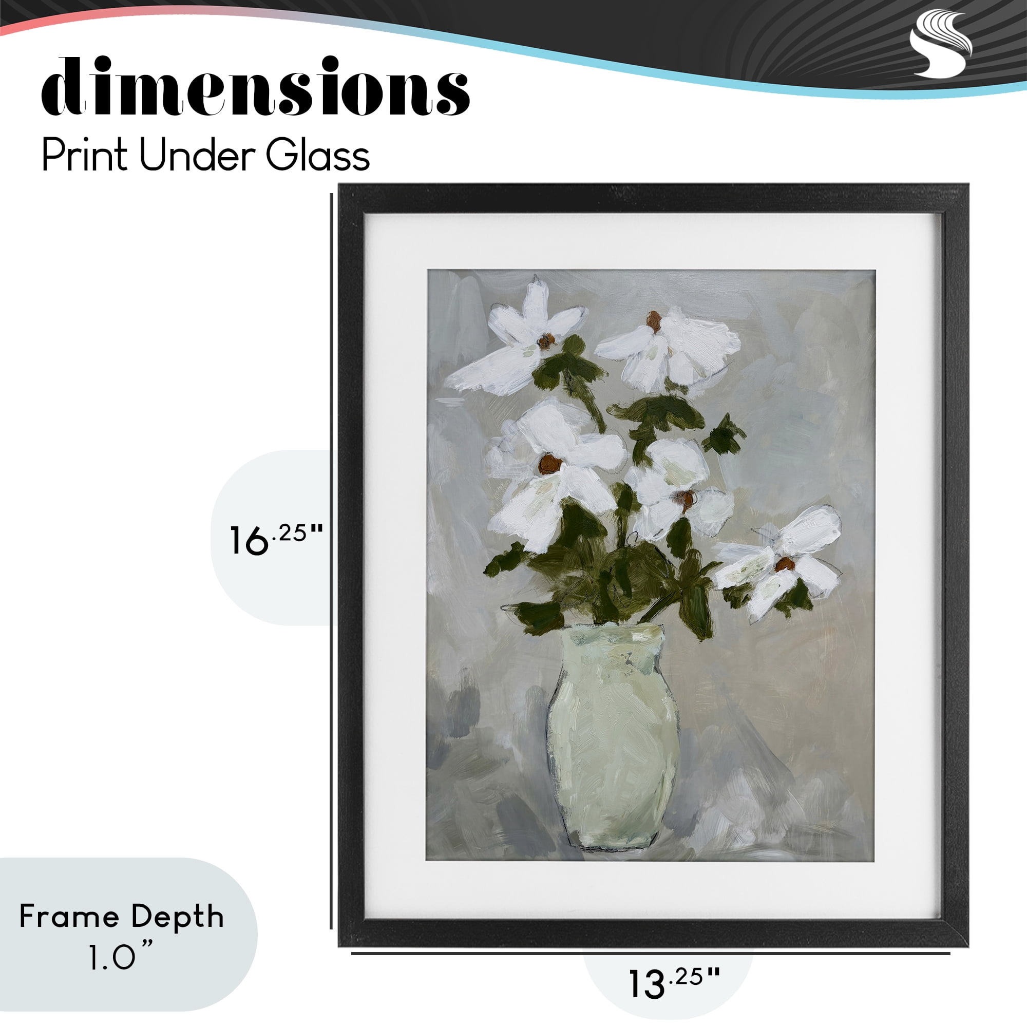 Stupell Industries Cosmos Flowers Serene Rustic Vase Black Framed Print Under Glass, design by Chloe Elliot