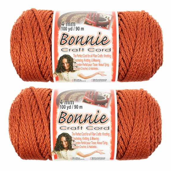 2 Pack Bonnie Macrame Cord - 4mm - 100 yd Lengths - Various Colors