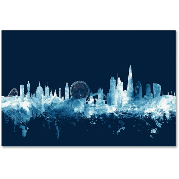 Trademark Fine Art "London England Skyline Navy" Canvas Art by Michael Tompsett