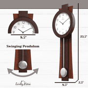 Pendulum Wall Clock Battery Operated - Quartz Wood Pendulum Clock - Silent, Modern Wooden Design, Decorative Wall Clock Pendulum for Living Room, Office, Kitchen & Home Dcor Gift