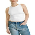 thumbnail image 4 of Women‘s U-Neck Slim Fit Vest Knitting Ribbed Irregular Backless Racerback Cropped Tank Tops, 4 of 7