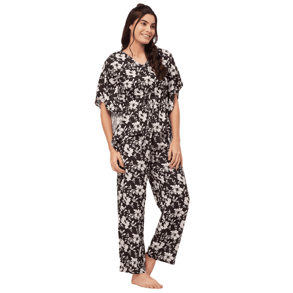 Moomaya Sleepwear, Printed Kaftan Top Pajama Set, Loose Fit Loungewear, 2 Pc Nightsuit