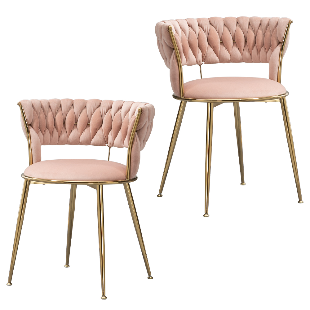 Pink Dining Chairs Set of 2, Velvet Dining Chairs Set of 2, Small
