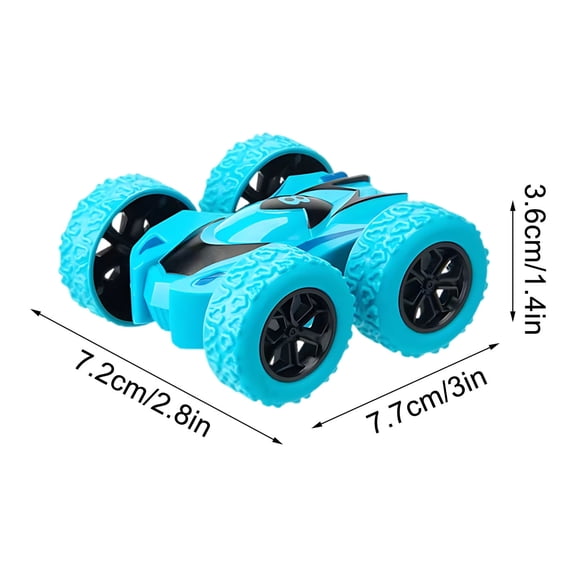 Blue Friction Powered Off Road Stunt Car For Kids Double Sided Flip Vehicle With Rubber Tires 4Wd Toy Car For Boys