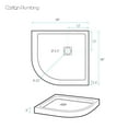 thumbnail image 2 of Marquette 38" x 38" Round Corner Double-Threshold Shower Pan Base with Center Drain in Glossy White, 2 of 6