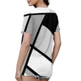 thumbnail image 4 of NAMTYQX V Neck T Shirts for Women Short Sleeve Crew Neck Blouses for Women Patterned Summer Shirts for Women Black Size 3XL, 4 of 5