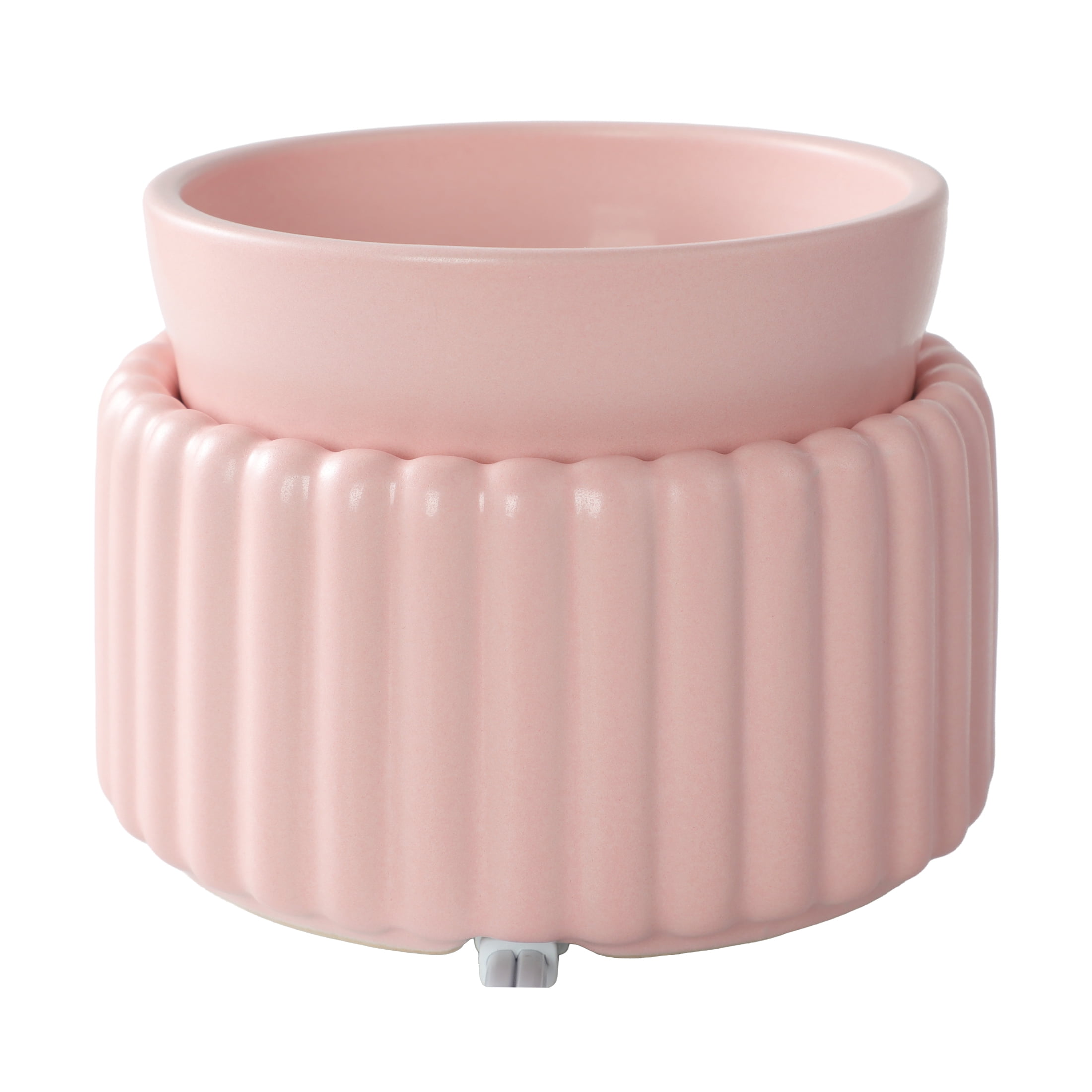 Mainstays Ribbed Ceramic Fragrance Wax Melt Warmer, Pink Blush