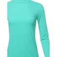 thumbnail image 4 of A2Y Women's Basic Solid Soft Cotton Long Sleeve Mock Neck Top Shirts Ash Mint S, 4 of 5