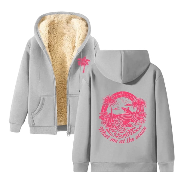 WILLBEST Sudadera con Capucha para Mujer, Estilo Otoño/Invierno, con Estampado Cómodo y Cremallera Gruesa Grande