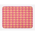thumbnail image 1 of Houndstooth Bath Mat, Hand Drawn Ikat Pattern Traditional Old Fashioned Design in Pastel Colors, Non-Slip Plush Mat Bathroom Kitchen Laundry Room Decor, 29.5 X 17.5 Inches, Peach and Pink, Ambesonne, 1 of 2