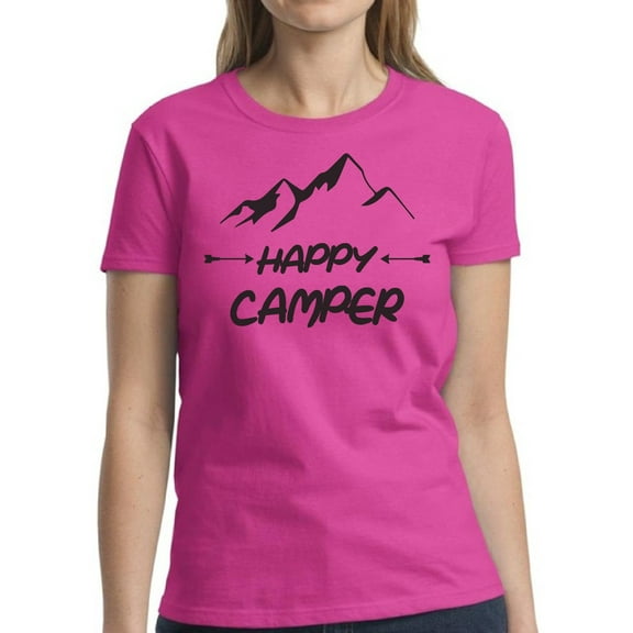 Mountains Happy Camper Camping Shirt for Women - S M L XL 2XL 3XL Weekend Camp Graphic Tee - Ladies T-Shirt Gift