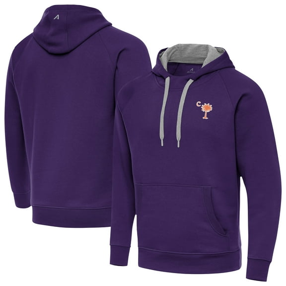 Men's Antigua  Purple Clemson Tigers Palmetto Series Victory Pullover Hoodie