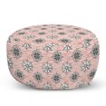 thumbnail image 1 of Nautical Pouf Cover with Zipper, Ocean Theme Hand Drawn Ship Steering Wheel and Sea Compass Pattern Pink Lines, Soft Decorative Fabric Unstuffed Case, 30" W X 17.3" L, Multicolor, by Ambesonne, 1 of 5
