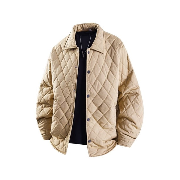 Ceisia Men's Oversize Diamond-Quilted Turn-Down Collar Jacket Multi-Solid for Fall-Winter Gift