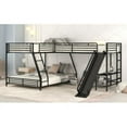 thumbnail image 4 of L-Shaped Twin over Full Bunk Bed with Twin Size Loft Bed,Built-in Desk and Slide,Black, 4 of 5