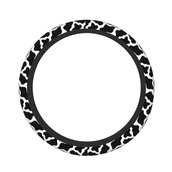 Vsdgher Cow Print Black White Pattern Elastic Car Steering Wheel Cover,Car Wheel Cover Protector Car Accessory for Steering Wheel with a Diameter of 14.5"-15"