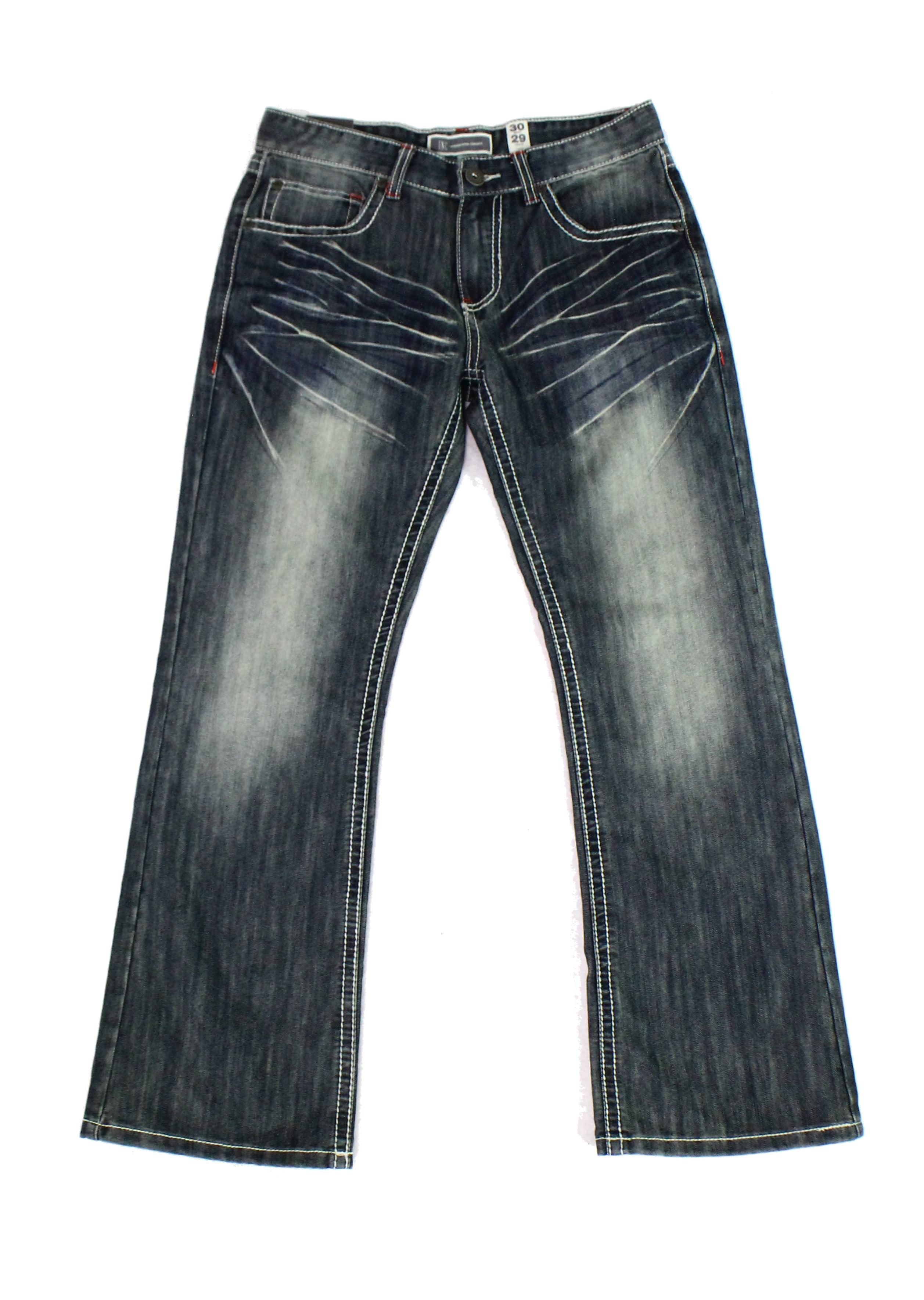 mens bootcut jeans with white stitching