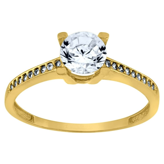 14k 14kt Yellow Gold Womens Cubic Zirconia Polished Finish Engagement Ring