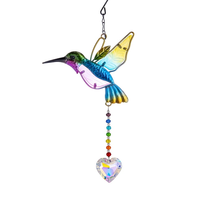 Trampa para pájaros de vidrieras, decoración de jardín de prisma colgante, colgante decorativo de colibrí, regalo para adultos"