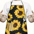 thumbnail image 2 of Black Sunflower Pattern Apron-Garden Aprons for Women with Pockets-Cotton Linen Waterproof Kitchen Cooking Gardening Aprons Adjustable for Kitchen,Cooking,BBQ and Salon 33x27 Inch, 2 of 7