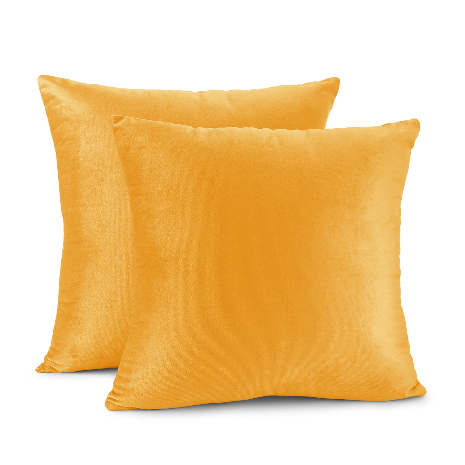 Clara Clark Plush Solid Decorative Microfiber Square Throw Pillow Cover with Throw Pillow Insert for Couch, Orange, 20"x20"", 4 Piece Decorative Soft Throw Pillow Set