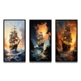 thumbnail image 2 of Designart "Raid To The Tresor Pirate Boat" Pirate Framed Wall Art Set Of 3 - Yellow Pirate Frame Gallery Set For Office Decor, 2 of 6