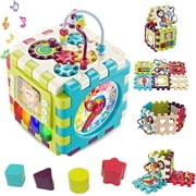 ANTIC DUCK Baby Activity Cube Toys - 6 in 1 Shape Sorter Baby Activity Play Centers for Kids STEM Educational Musical Cube Toys for 1 2 3 Years Old  Toddlers Boys & Girls
