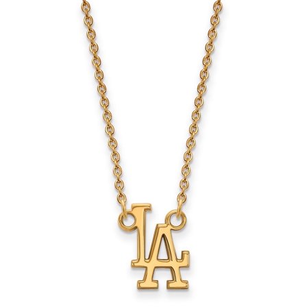 Auriga 14K Yellow Gold MLB Letters L-A Pendant Necklace for Women 18"
