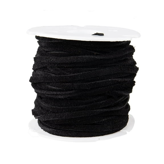 Craft County 3mm Suede Leather Cord for Necklaces, Bracelets, and DIY Crafts – Black (5 Yards)