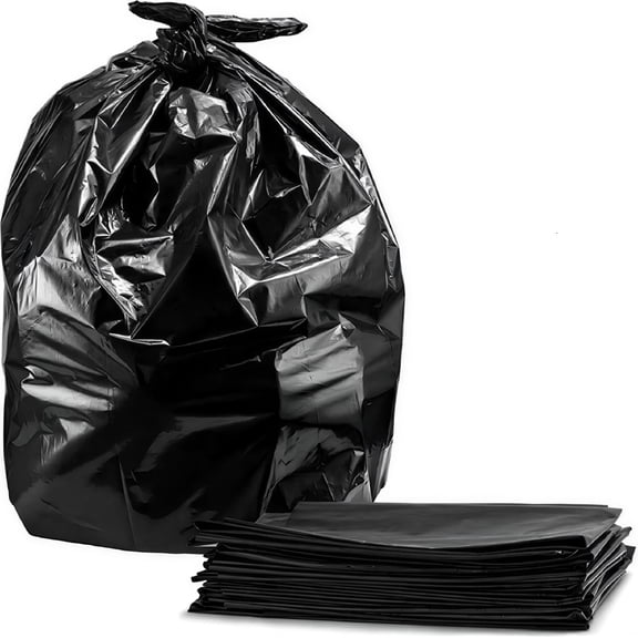 ICERUN 100 Pcs Trash Bags Large Black Heavy Duty Garbage Bags 55-60 Gallon Trash Bags Heavy Duty Garbage Bags for Commercial and Lawn