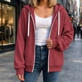 thumbnail image 2 of Women's Full Zip Hoodie, Oversized Long Sleeve Hooded Sweatshirt with Pockets, Casual Lightweight Zip Up Jacket, 2 of 7
