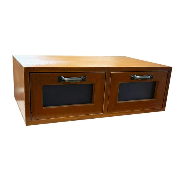 ZheElen Wood Desktop Storage Box Counter Multifunctional Drawer Riser Double Stand Desktop Double Drawer
