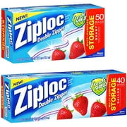 Angle View: Ziploc 1 Quart & 1 Gallon Double Zipper Multi-Purpose Storage Bags, 50 ct