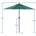 thumbnail image 6 of Topeakmart 9ft LED Patio Market Umbrella with 32 LED Solar Lights + 26.5lb 18'' Patio Umbrella Base, Dark Green, 6 of 18