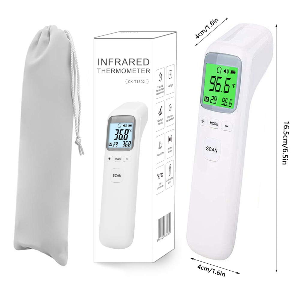 Necano, Infrared thermometer CK-T1502 forehead measure for adult, baby and children (white) with cloth cover