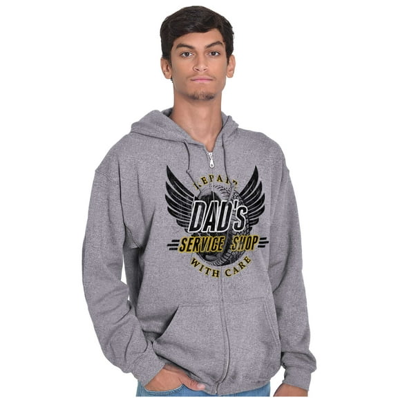 Dad's Service Shop Car Auto Mechanic Zip Hoodie Sweatshirt Men Brisco Brands S