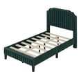 thumbnail image 4 of SESSLIFE Full Platform Bed Frame, Modern Linen Upholstered Platform Bed with Headboard and Solid Wood Frame, Full Size Bed Frame with Nailhead Trim, Full Bed No Box Spring Needed, Green, 4 of 6