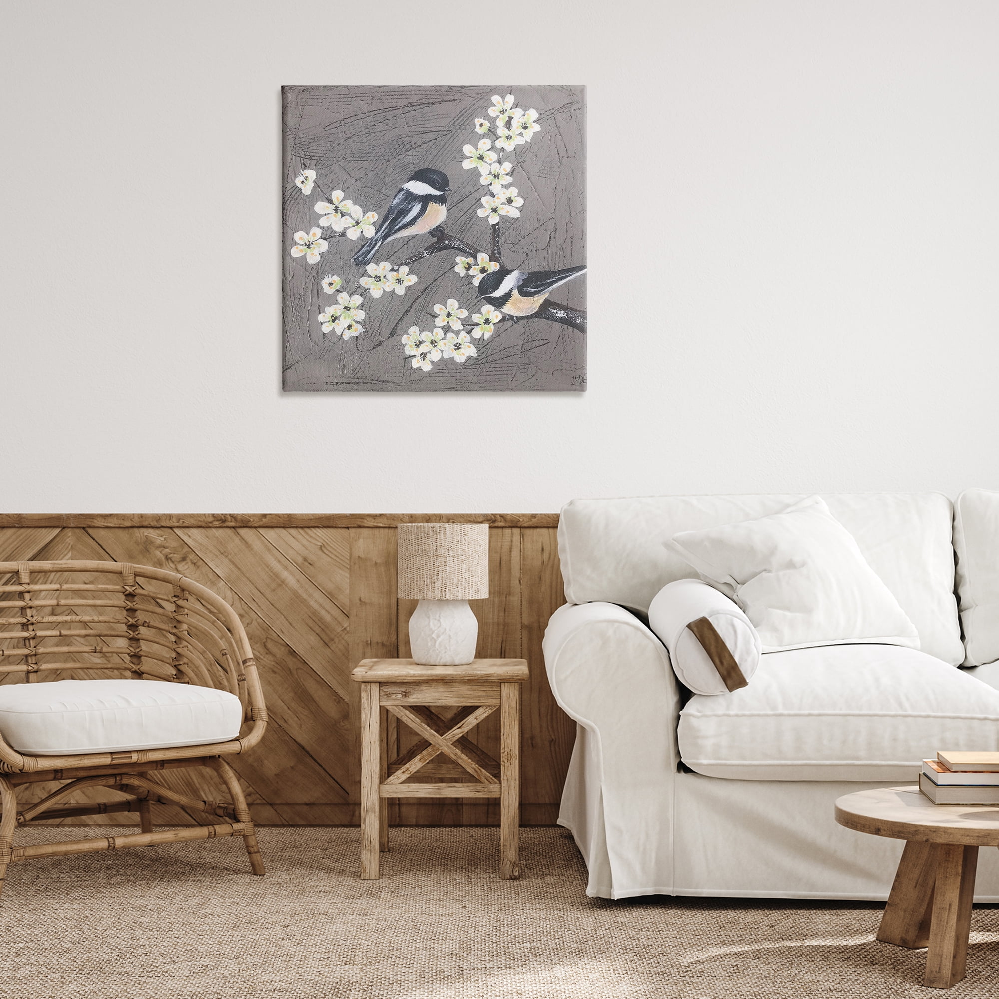 Stupell Industries Birds & Apple Blossoms Animals & Insects Painting Gallery Wrapped Canvas Art Print Wall Art, 30 x 30