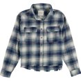 thumbnail image 1 of Lucky Brand Womens Cotton Plaid Fringe Button Up Shirt, blue, M, 1 of 2