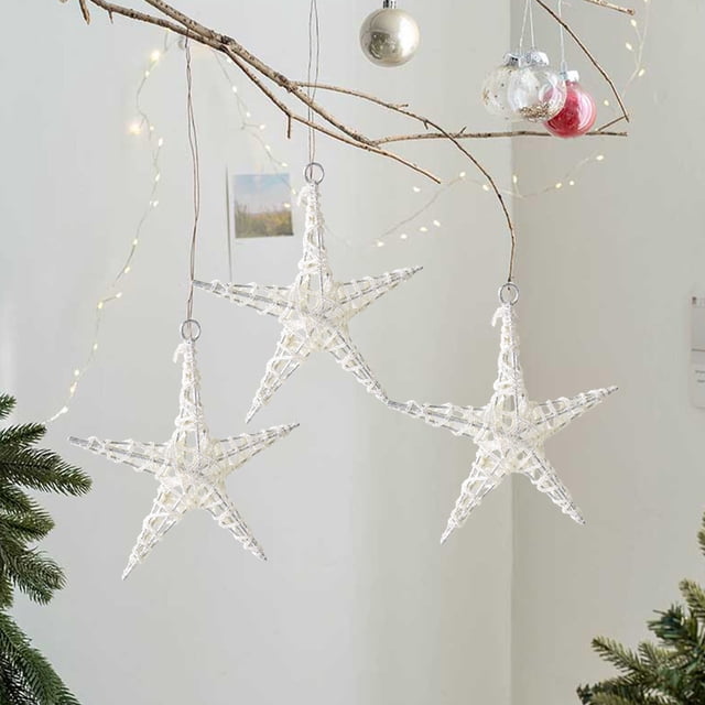 Adornos navideños, adornos navideños de hierro con forma de estrella de mar, adornos para ventanas, estrella para la copa del árbol de Navidad, estrella de cinco puntas, adornos para el atrio del arma