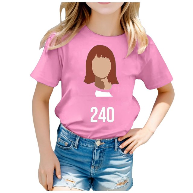 LILELIS Squid Game T-Shirt Imprimé Thème de Jeu pour Enfants